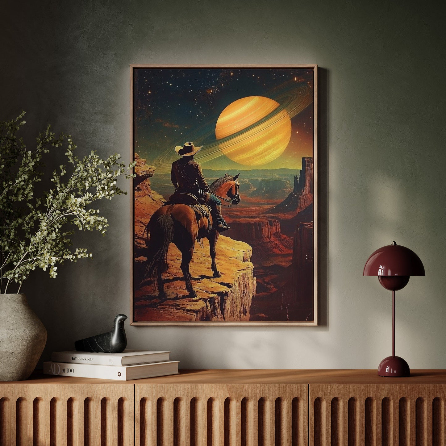 Toile de cow-boy cosmique – Art mural de science-fiction western