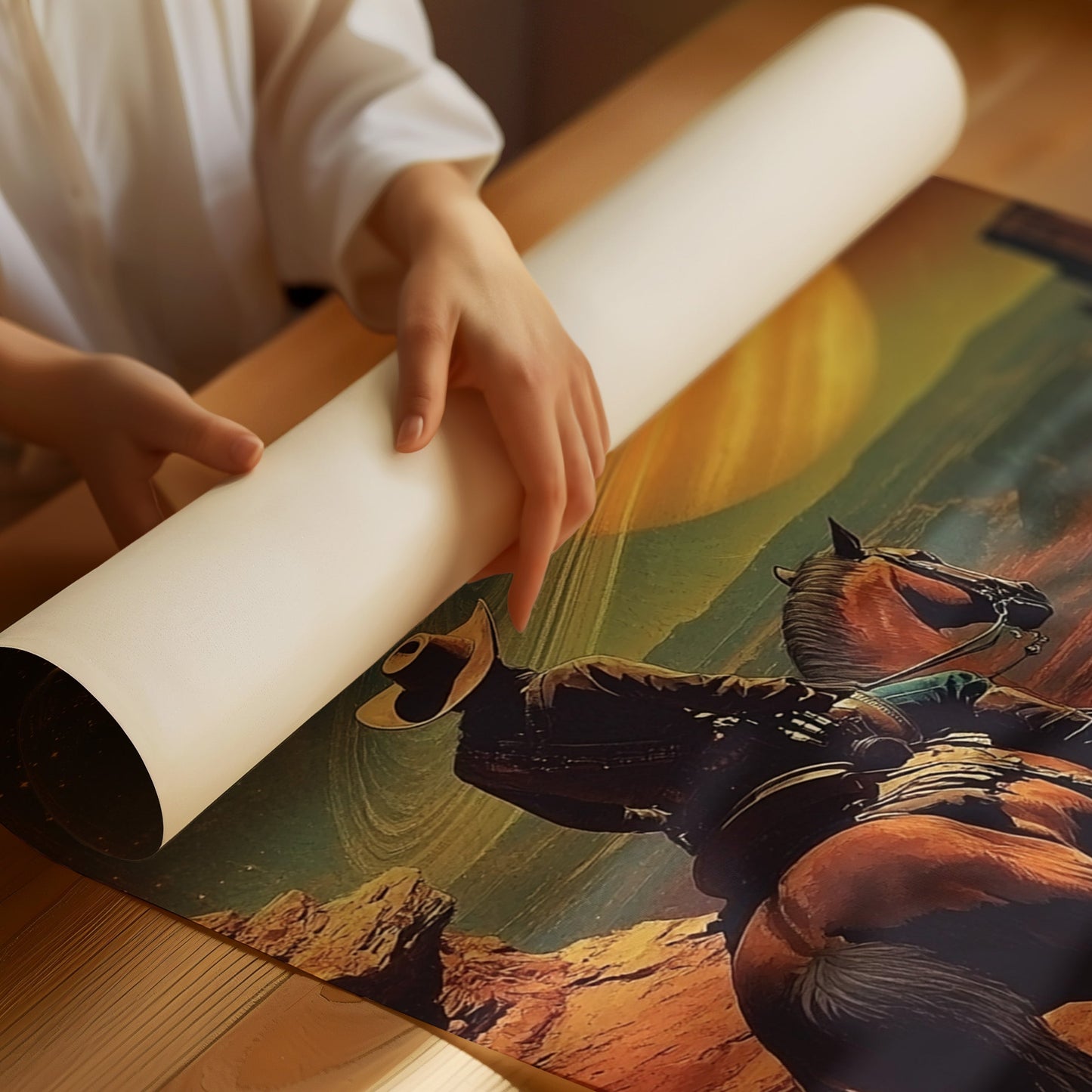 Toile de cow-boy cosmique – Art mural de science-fiction western