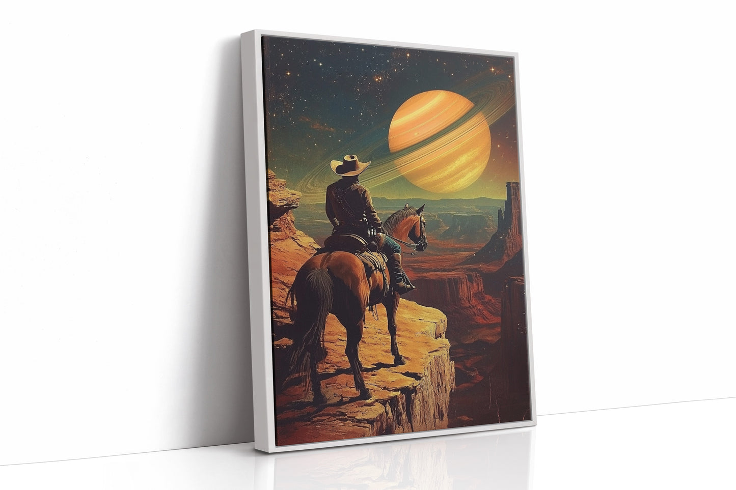 Toile de cow-boy cosmique – Art mural de science-fiction western