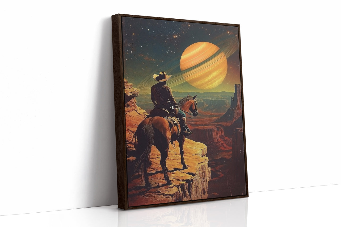Toile de cow-boy cosmique – Art mural de science-fiction western