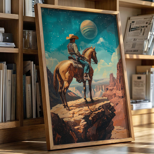 Toile Cowboy Stargazer – Décoration murale Western et Espace