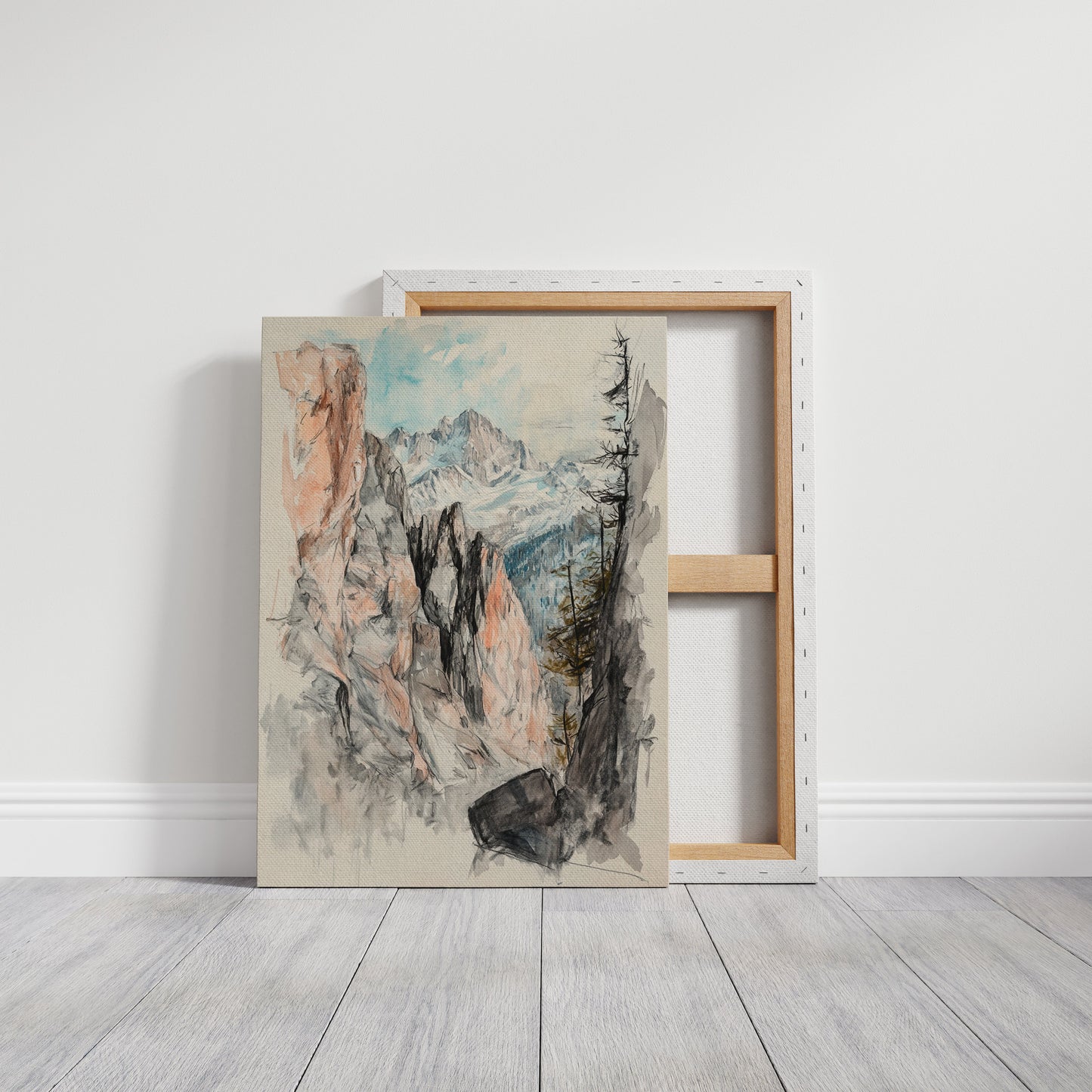 Alpine Canyon Watercolor Print – Mountain Cliff Wall Art