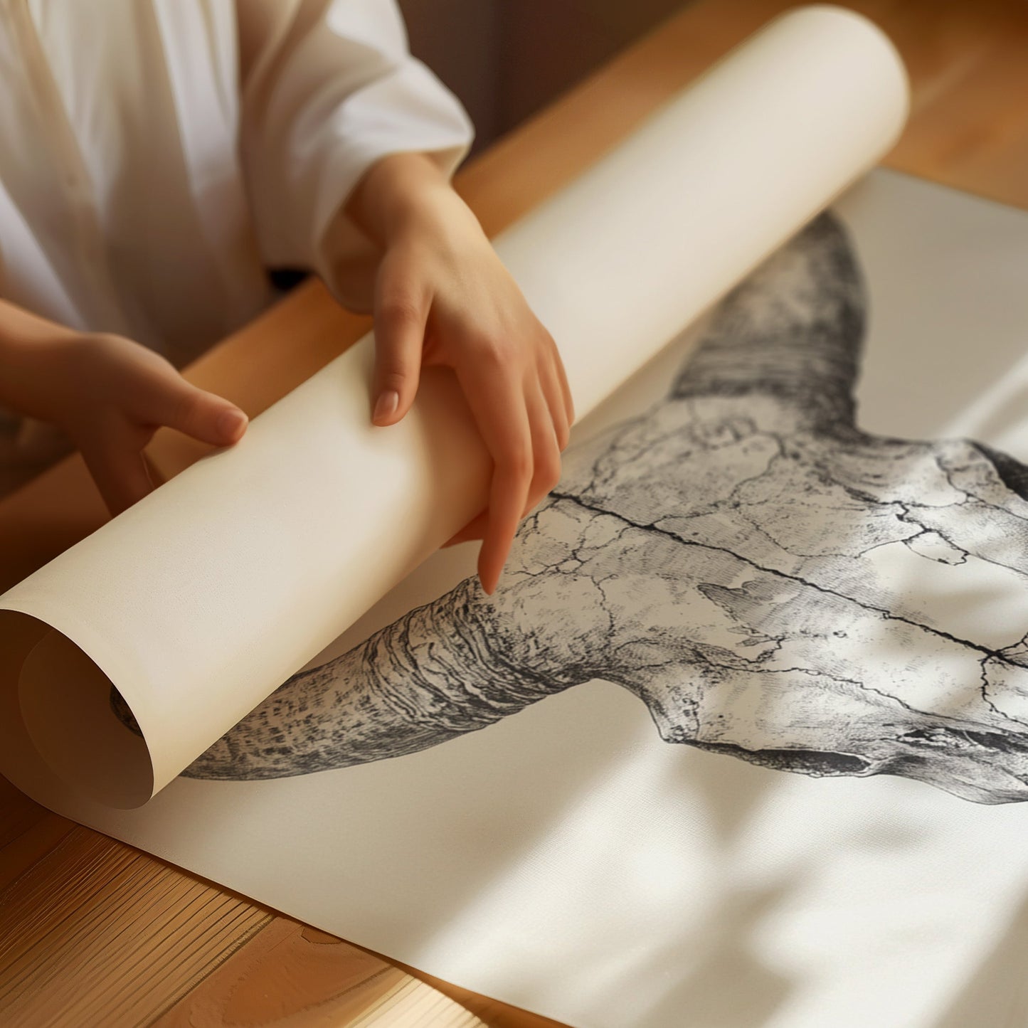 Western Bullenschädel Linienkunst-Druck – Rustikale Cowboy Wanddekoration