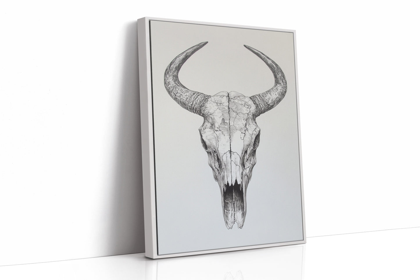 Western Bullenschädel Linienkunst-Druck – Rustikale Cowboy Wanddekoration