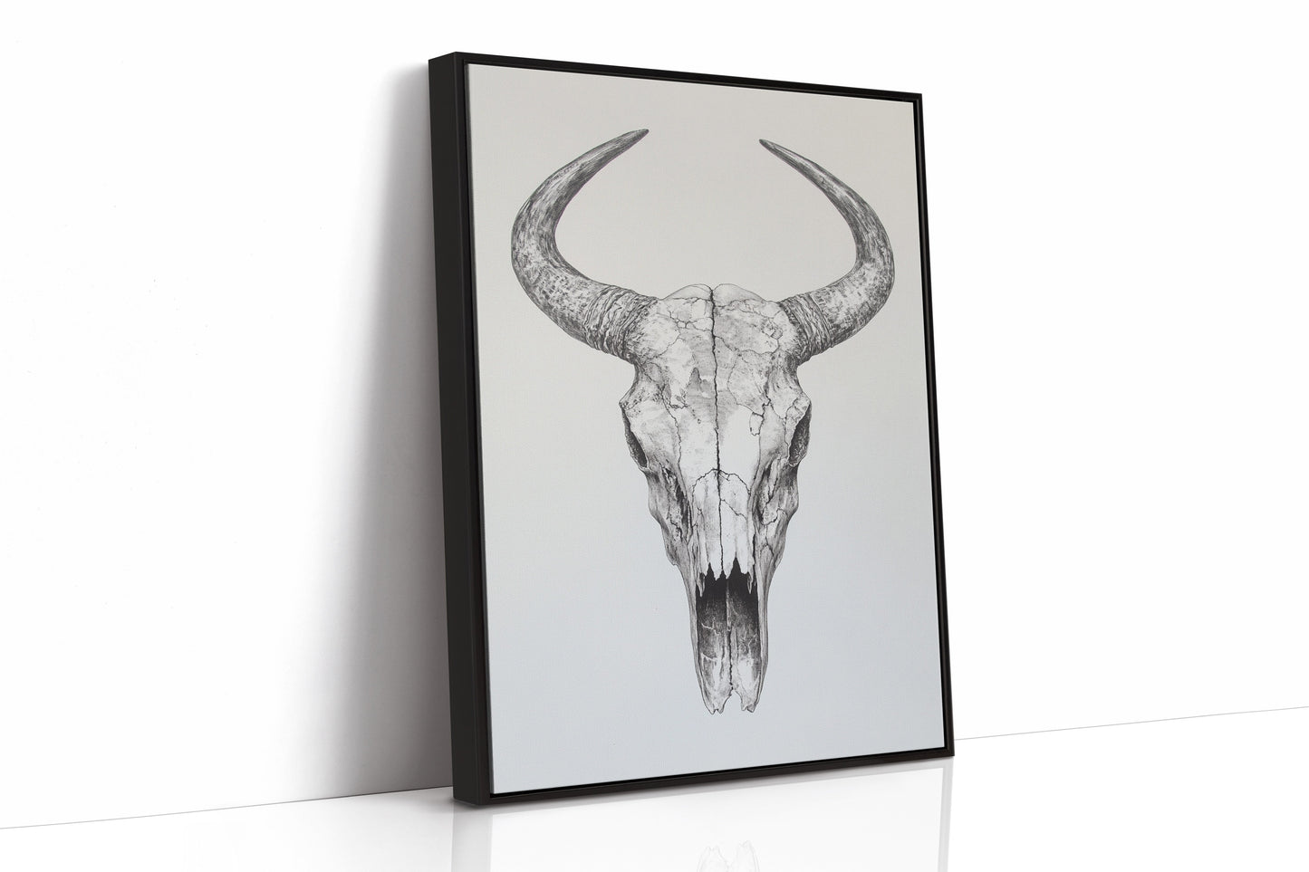 Western Bullenschädel Linienkunst-Druck – Rustikale Cowboy Wanddekoration