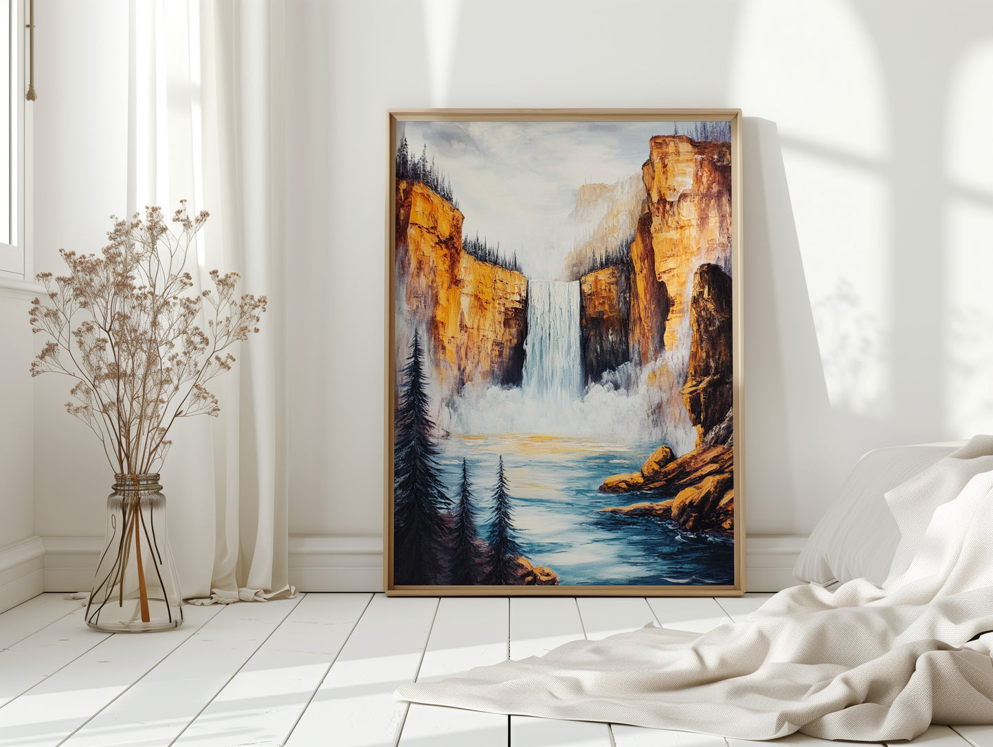 Majestic Waterfall Canyon – Nature Landscape Wall Art