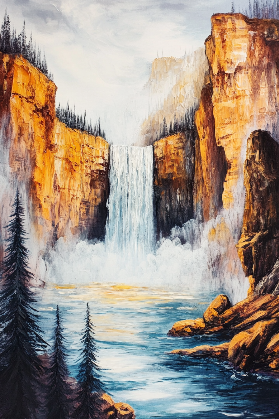 Majestic Waterfall Canyon – Nature Landscape Wall Art
