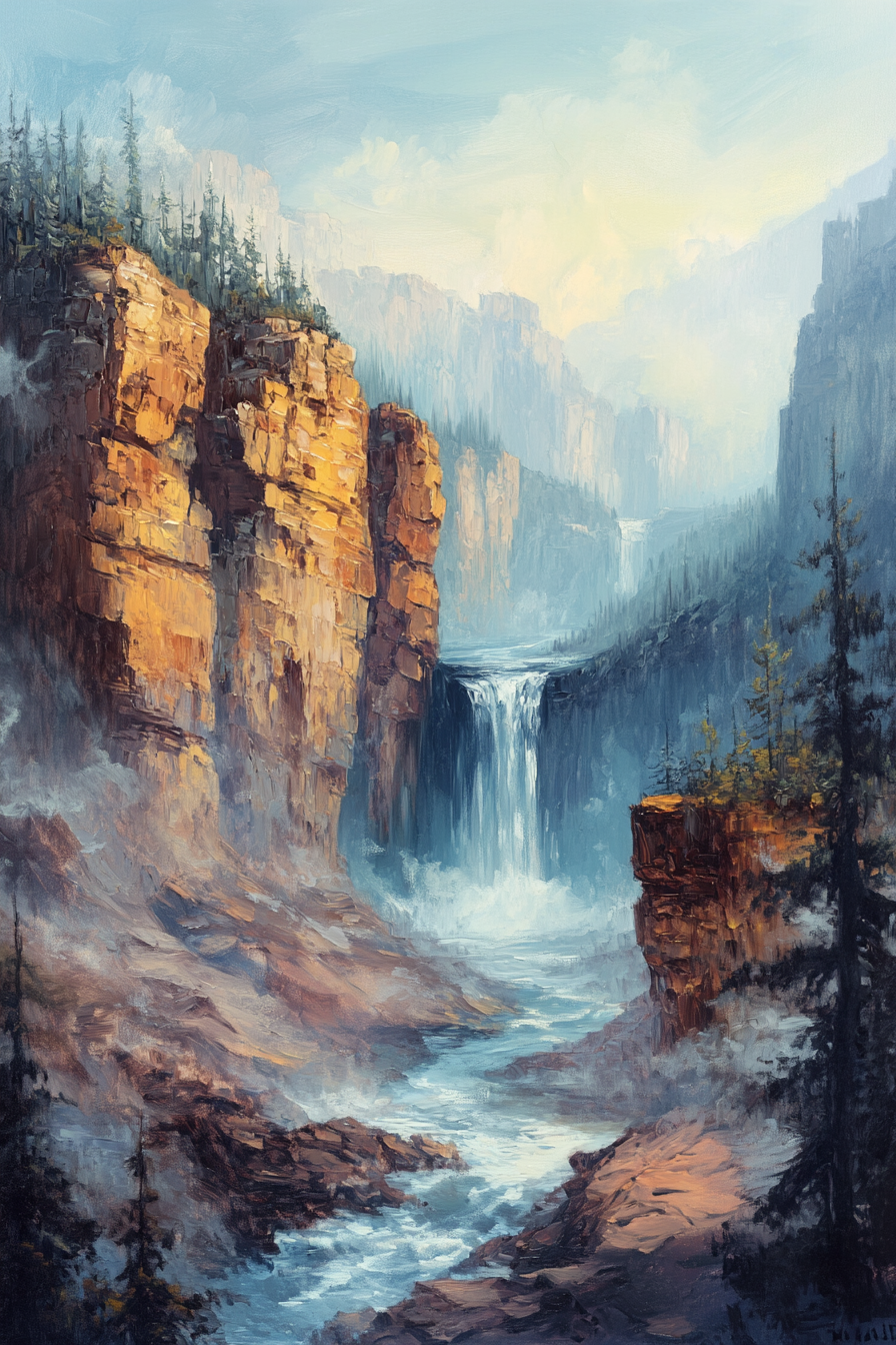 Echo Falls – Misty Canyon Waterfall Landscape