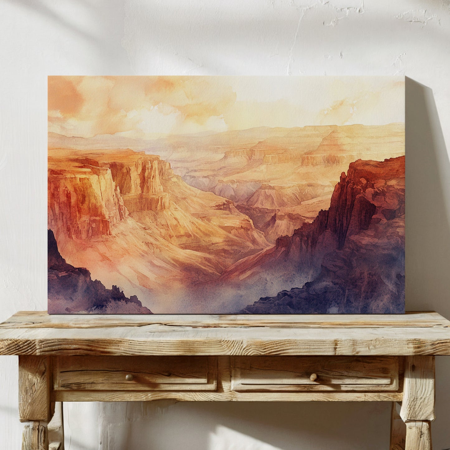 Grand Solitude – Watercolor Canyon Sunset Landscape Print