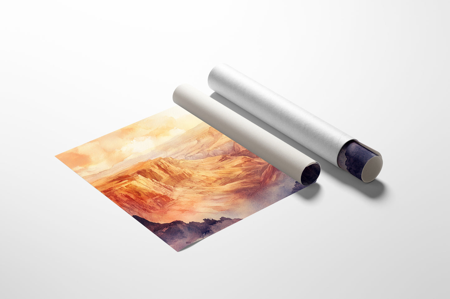 Grand Solitude – Watercolor Canyon Sunset Landscape Print
