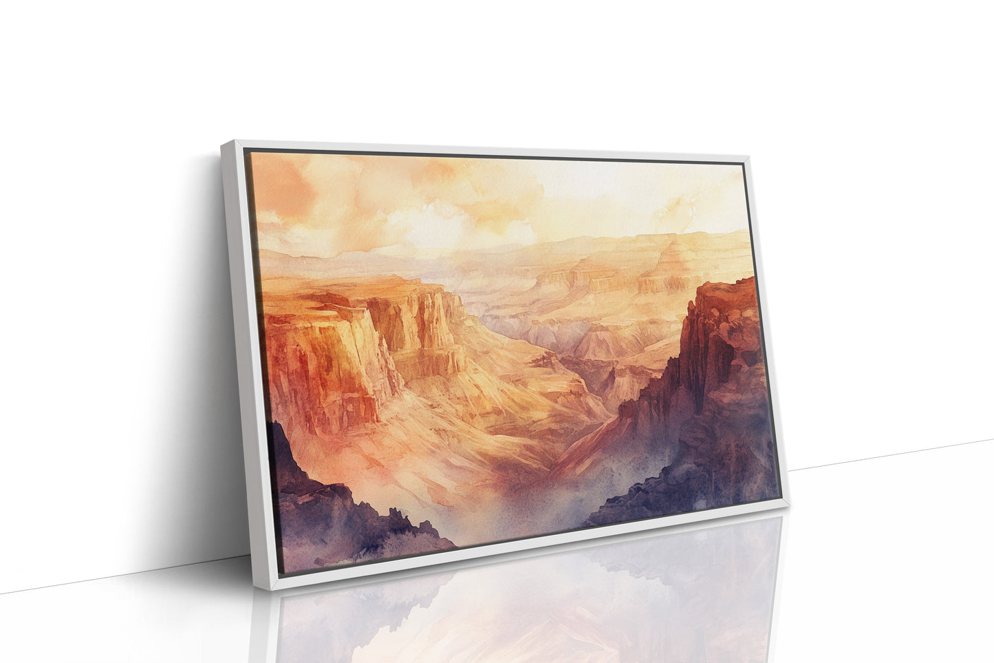 Grand Solitude – Watercolor Canyon Sunset Landscape Print