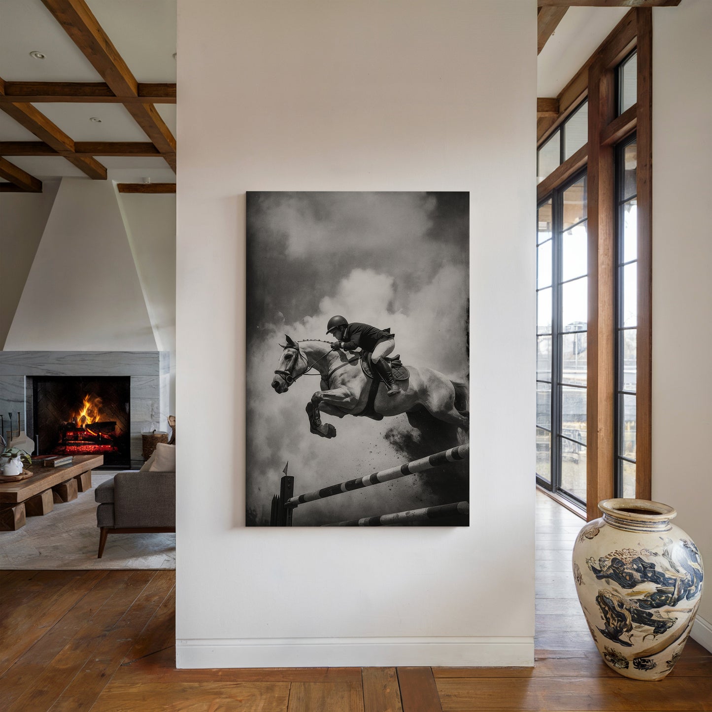 “Airtime” – Black & White Show Jumping Photography Print