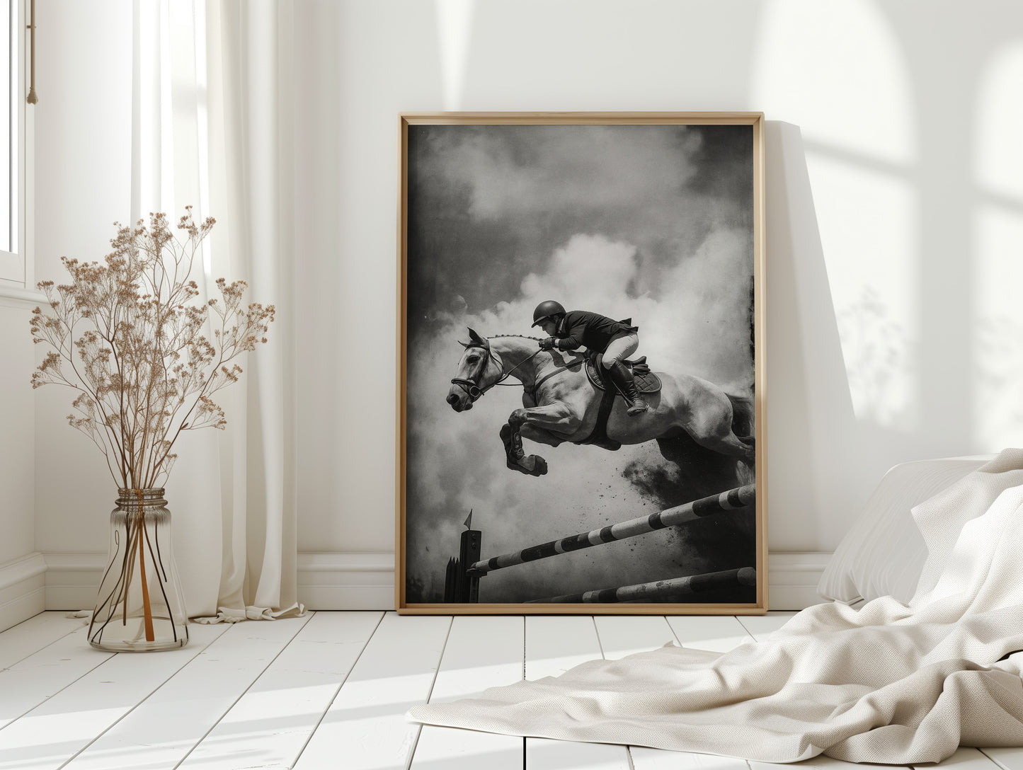 “Airtime” – Black & White Show Jumping Photography Print