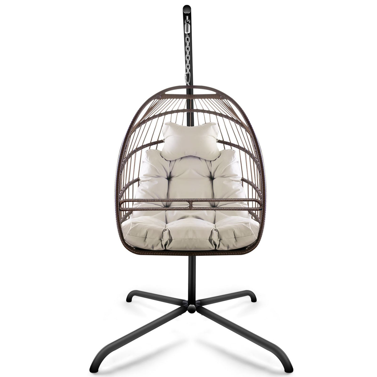 Swing Egg Chair with Stand & UV-Resistant Cushion - 350 lbs Capacity
