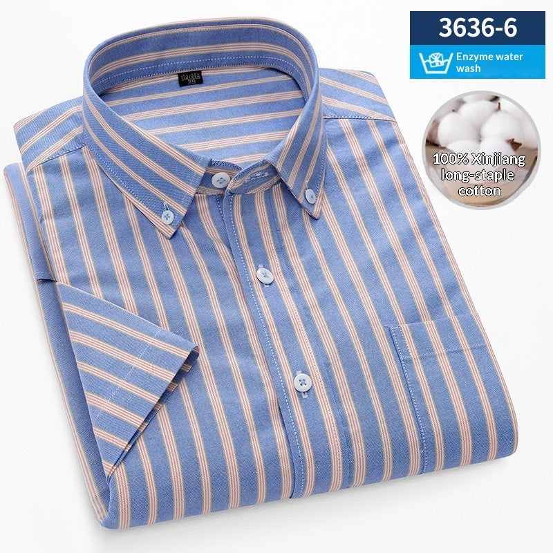 Mens Short-Sleeve Pure Cotton Oxford Shirt