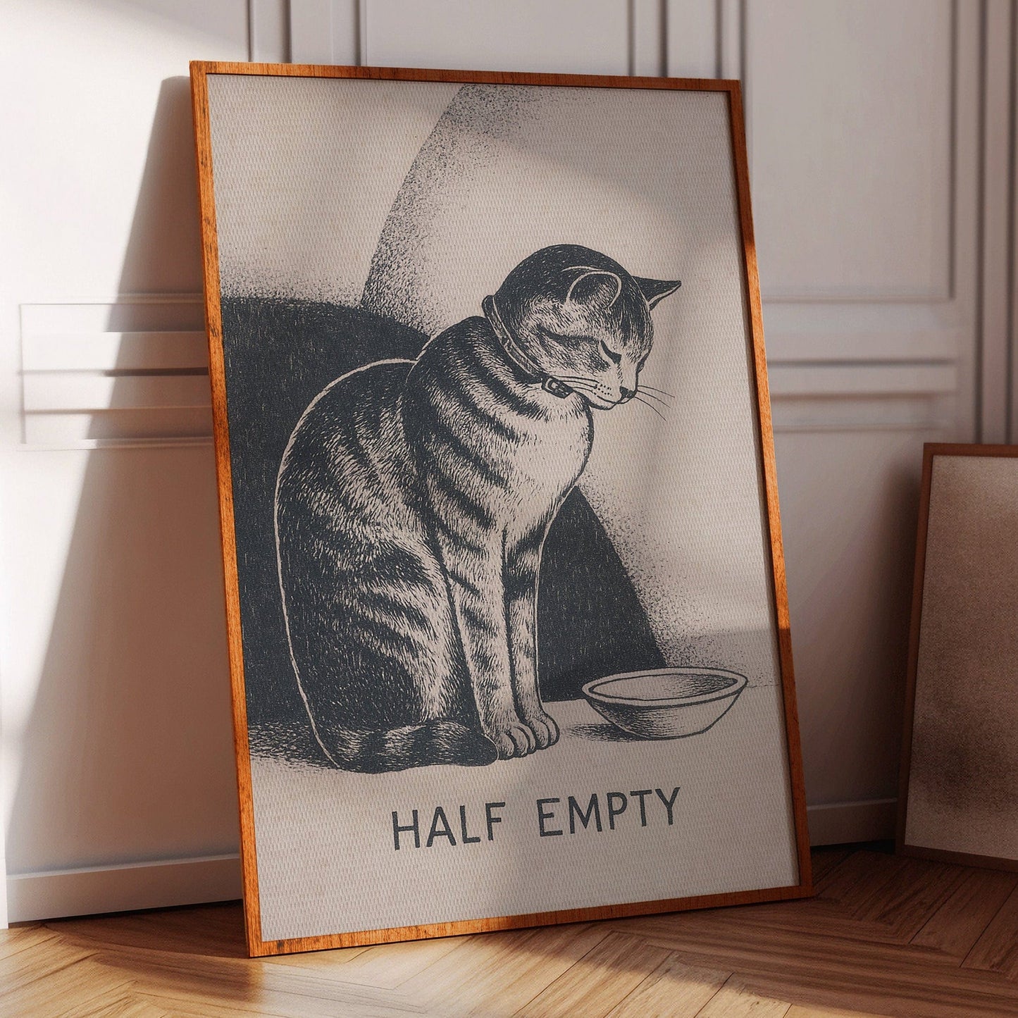 Chat à moitié vide