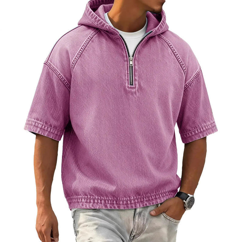 Sports Hoodie With A Half-zip And Hood