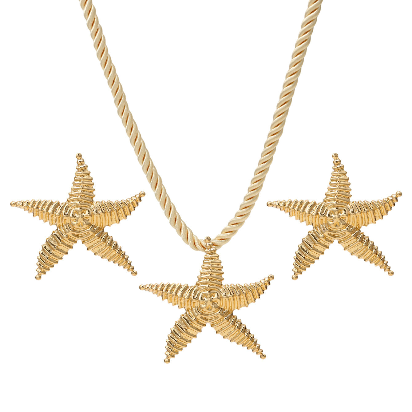 Cross-border European American Unique Starfish Jewelry Set For Women, Light Luxury Vacation Style Premium Texture Matching Clavicle Necklace & Earrings