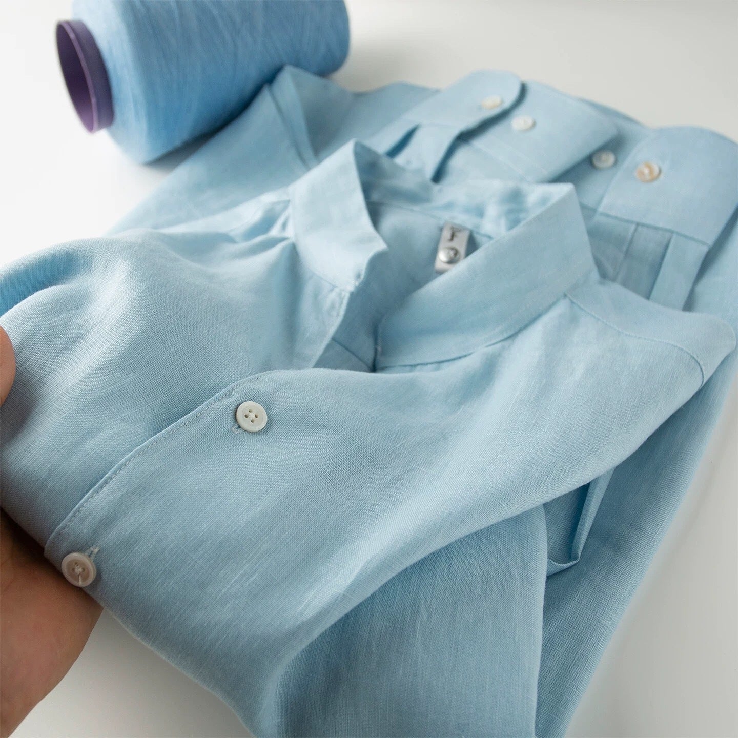 Mens Loose-fit Trendy Versatile Solid-color Casual Shirt