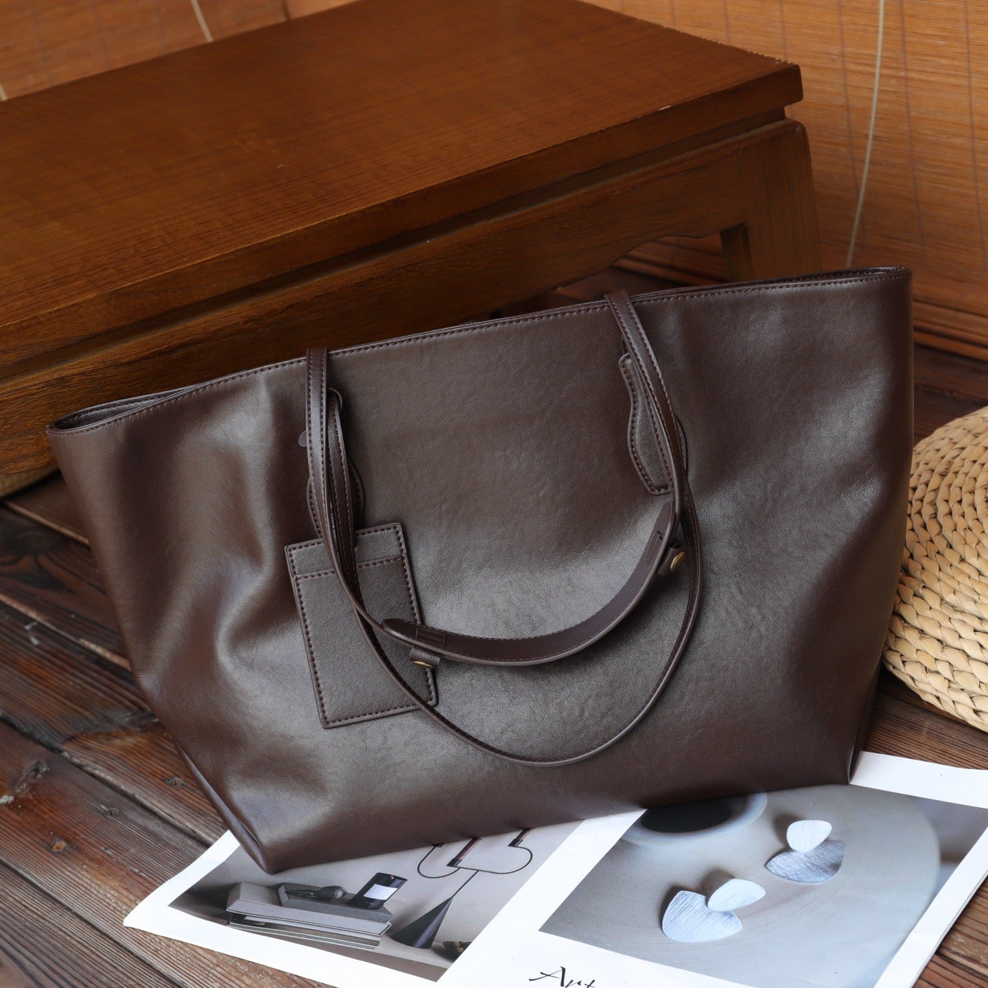 Foreign Trade Export Top-grain Leather Underarm Bag, Fashionable And Versatile, Simple Tote With Large Capacity And Single Shoulder Strap