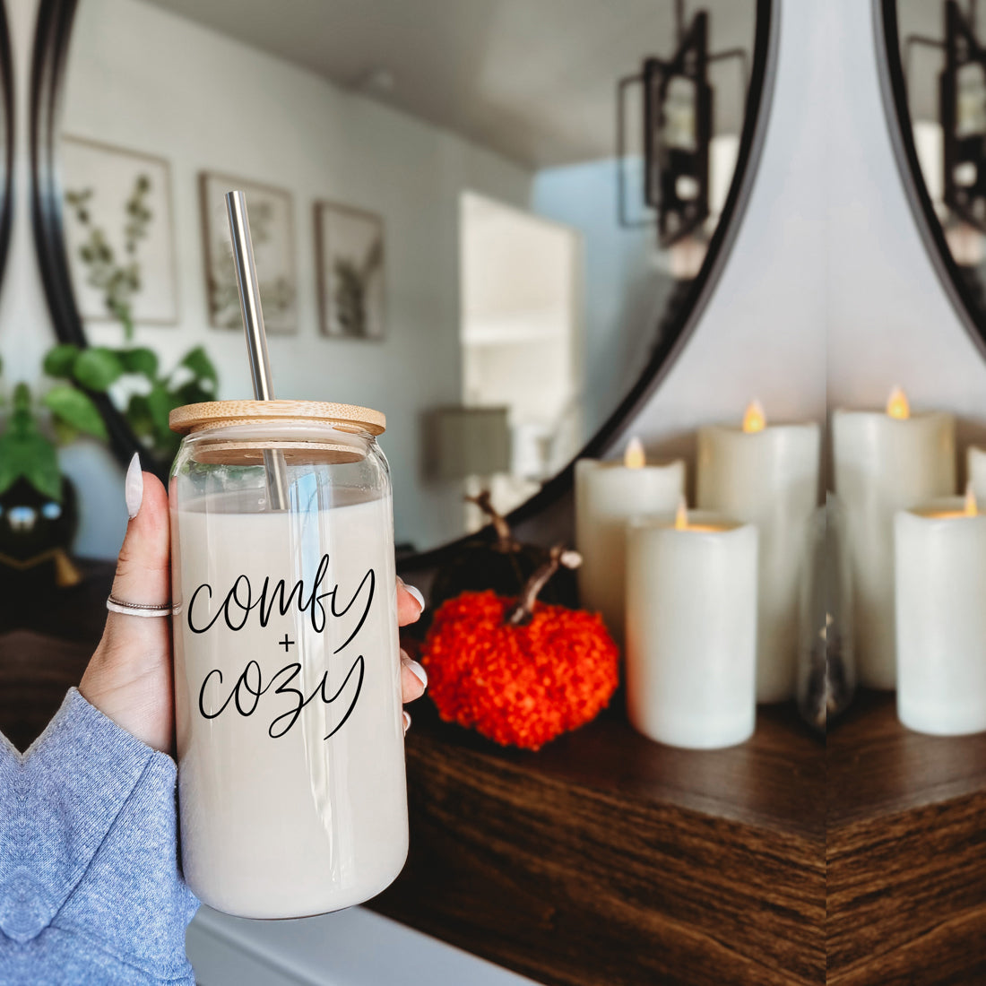 17oz Glass Tumbler With Bamboo Lid, 2 Stainless Straws And Straw Cleaner