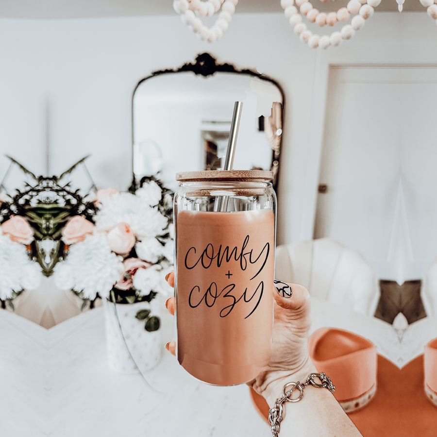 17oz Glass Tumbler With Bamboo Lid, 2 Stainless Straws And Straw Cleaner