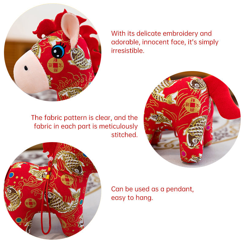 2026 Year of the Horse Plush Doll, 15/20cm Soft Stuffed Animal, Holiday Mascot for Family Home Decoration & New Year Supplies
