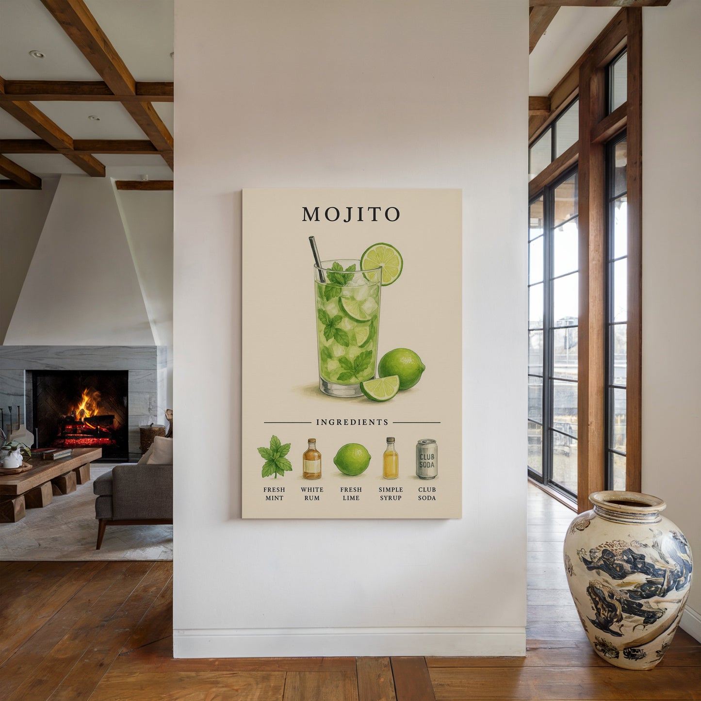 Mojito Cocktail Recipe Art Print