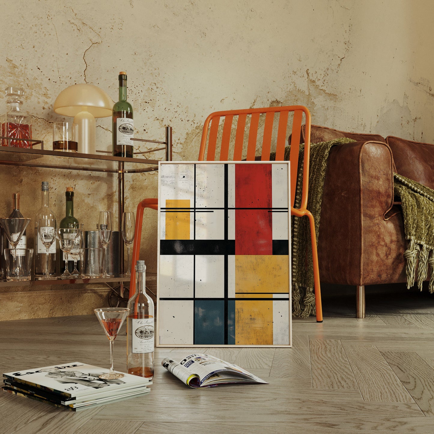 Rythme modulaire – Art de grille aux couleurs primaires abstraites