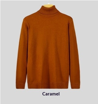 Mens Loose-fitting Warm Turtleneck Knit Sweater