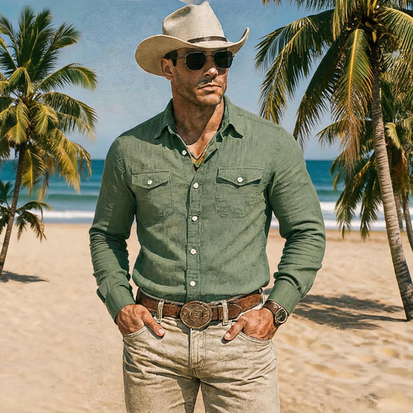 Mens Fashionable Loose-Fit Lapel Shirt For Summer