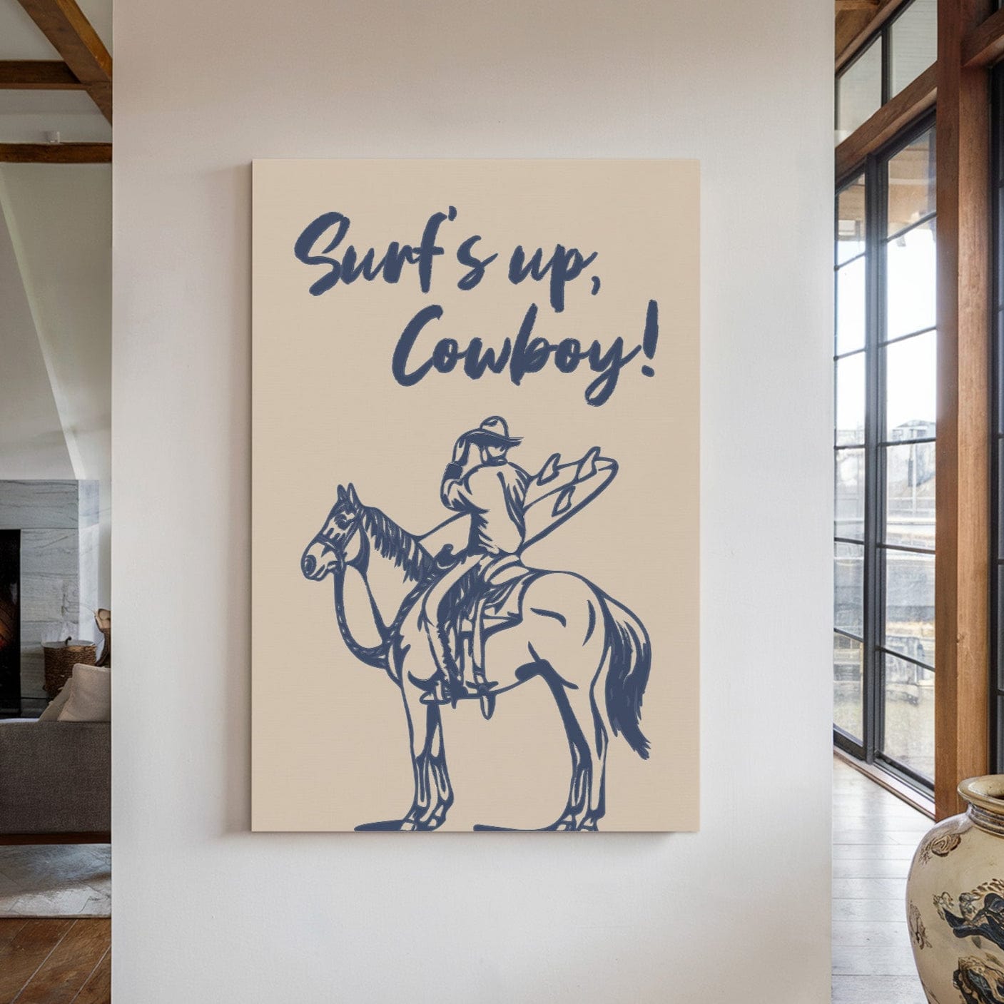 Surf's Up Cowboy – Art Mural Côtier Western
