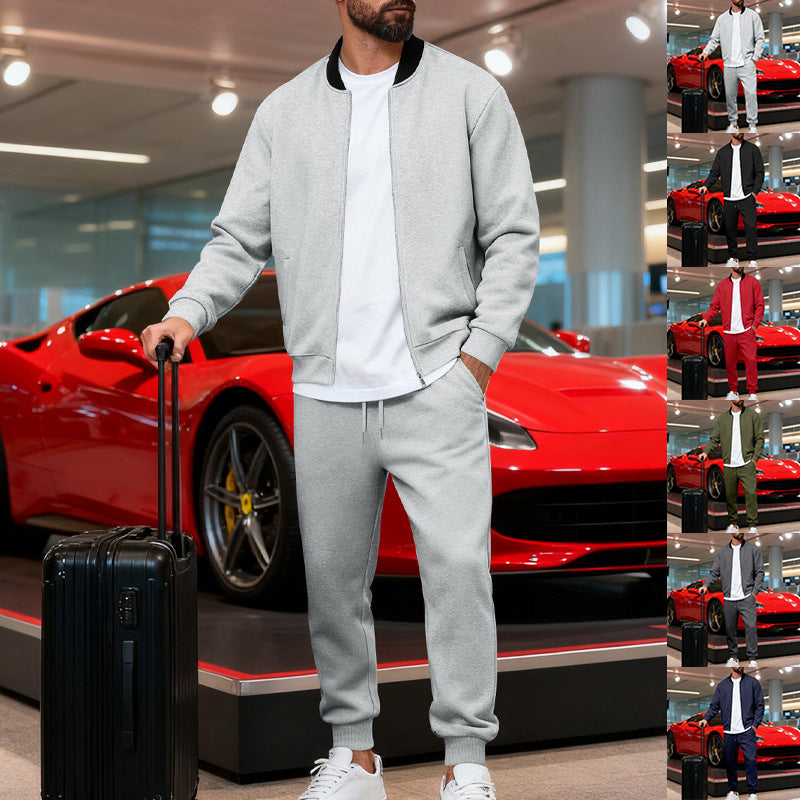 Mens Yolk-zip Baseball Jacket And Sportswear Set