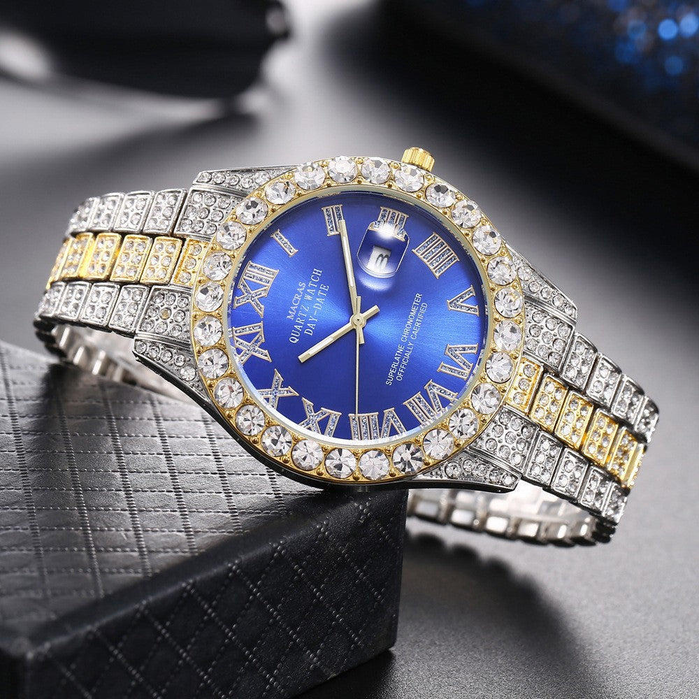 Roman Numeral Dial Steel Band Quartz Watch