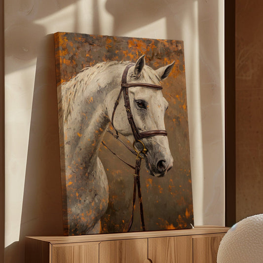 Portrait majestueux de cheval blanc – Art mural équestre occidental