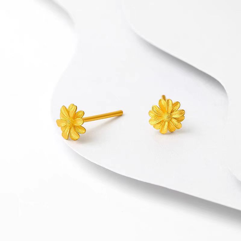 Golden Stud Earrings Versatile Ear Jewelry