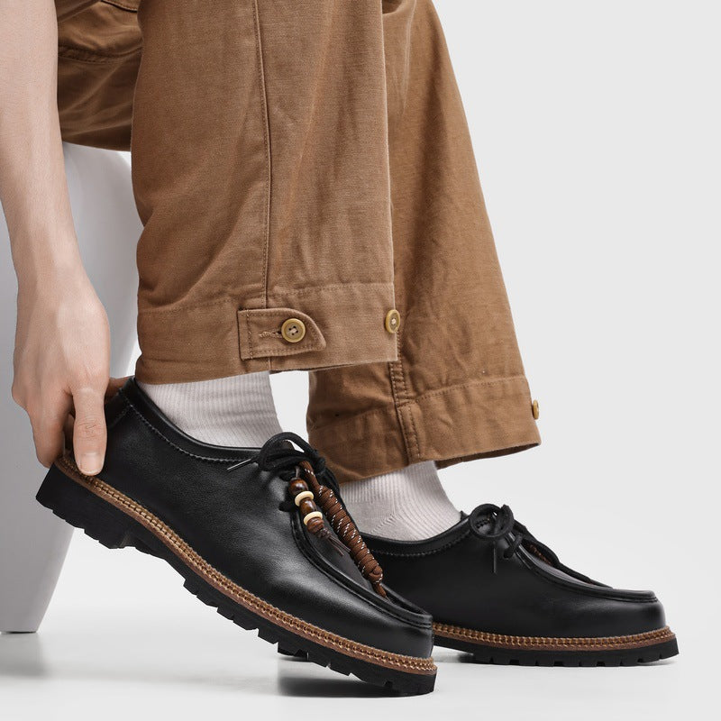 Workwear Fashion Xu-style Lace-up Edgy And Handsome Mens Shoes
