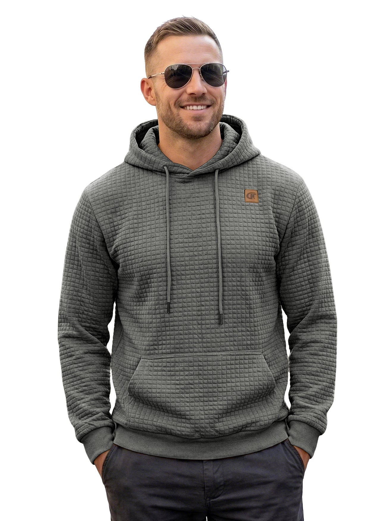 Mens Highly Elastic Jacquard Hooded Long-Sleeve Sweatshirt