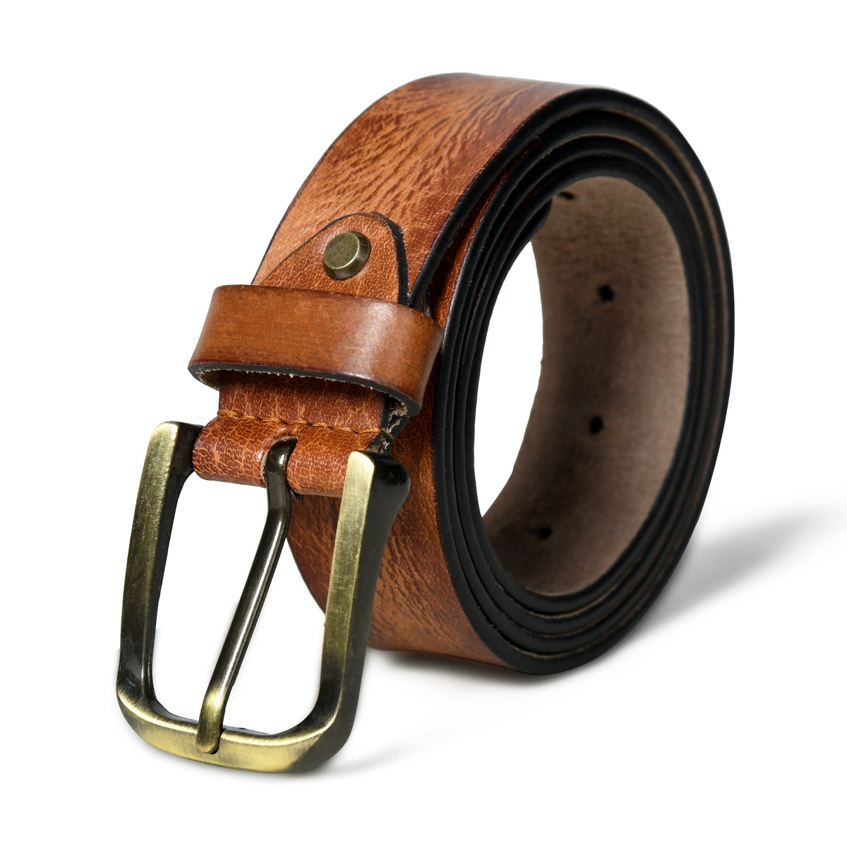 Ceinture habillée en cuir tanné pour homme