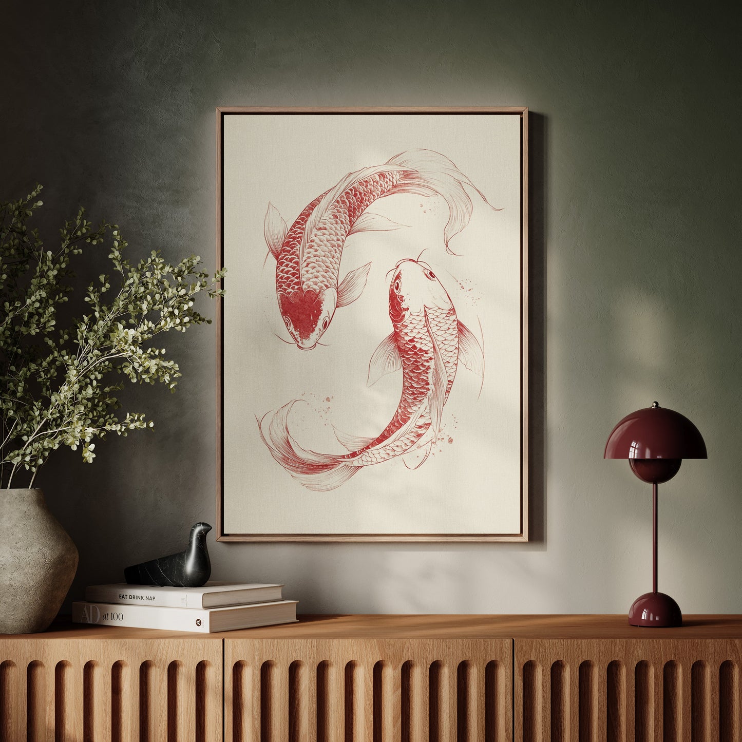 Yin-Yang Koi Fish – Minimalist Japanese Ink Wall Art