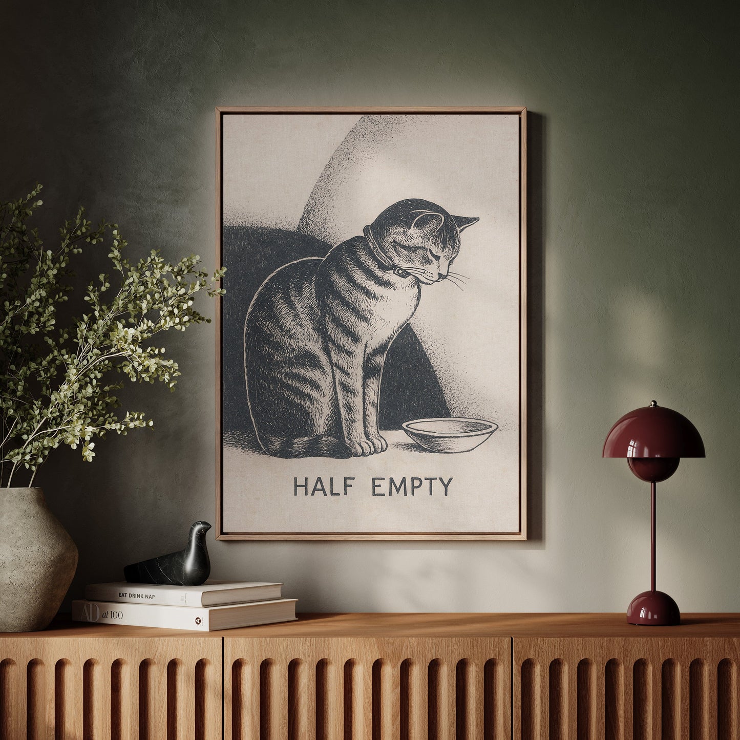 Chat à moitié vide