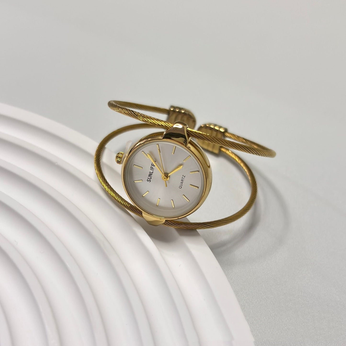 Womens Minimalist Open Bangle Watch