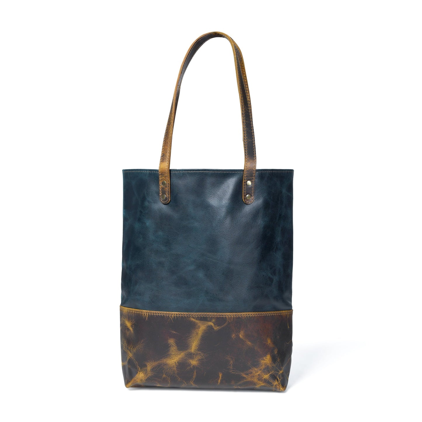 Blaue Leder-Einkaufstasche für Damen