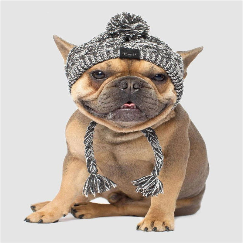 Pet dog autumn and winter woolen hat
