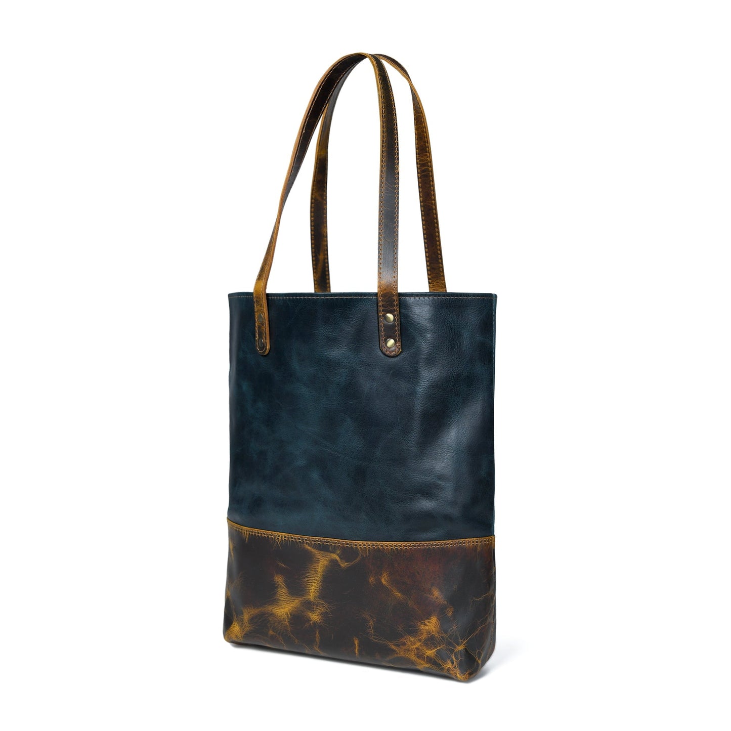 Blaue Leder-Einkaufstasche für Damen
