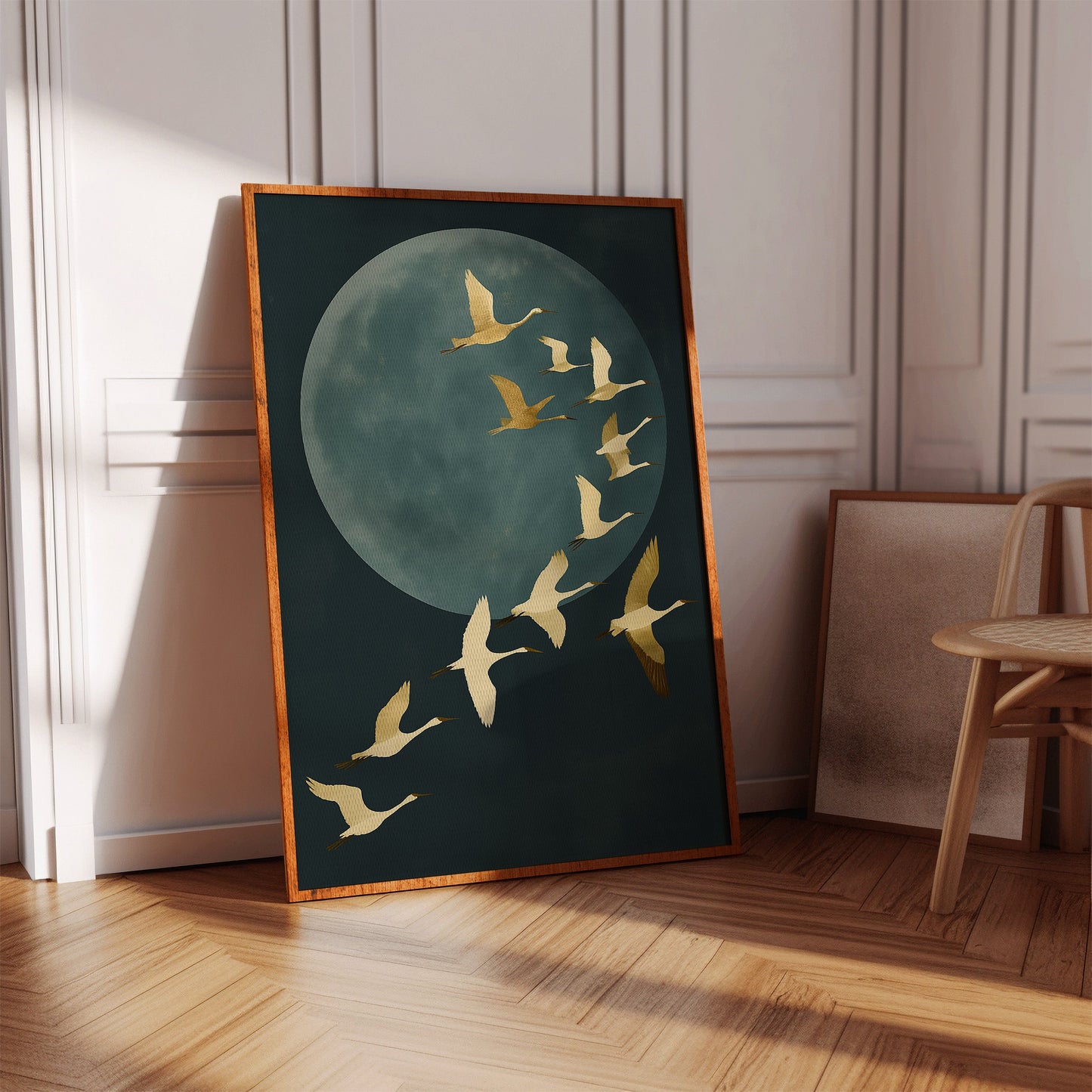 Golden Flight Beneath a Silent Moon