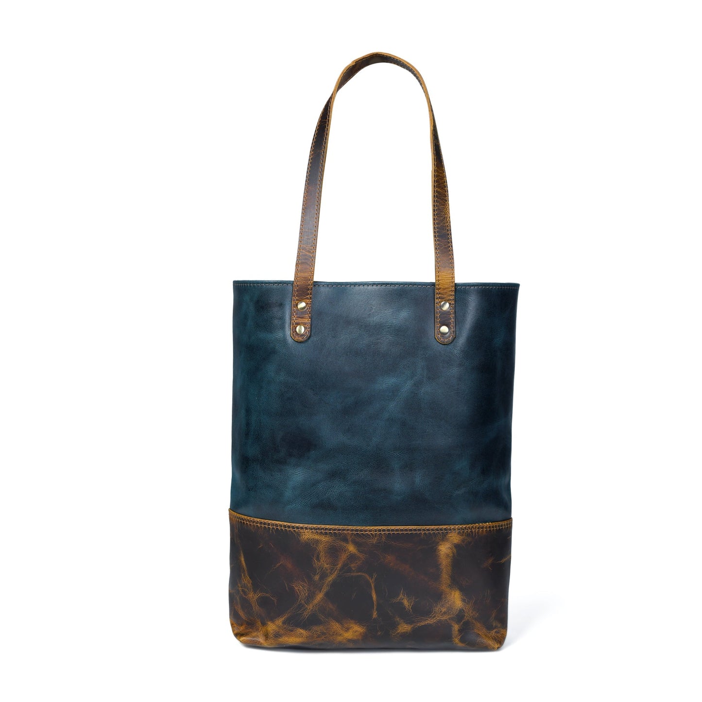Blaue Leder-Einkaufstasche für Damen