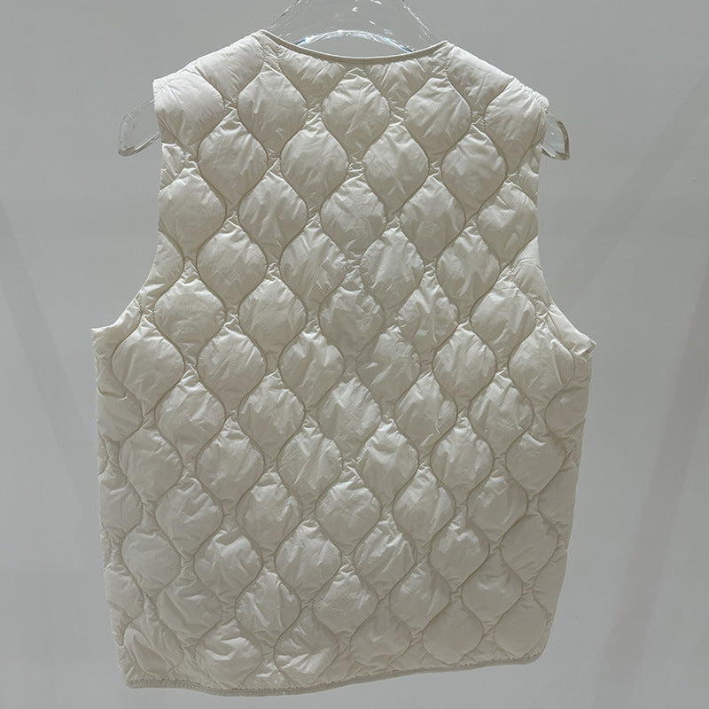 Layered Inner Wear, Short Round-neck Lightweight Down Vest Jacket