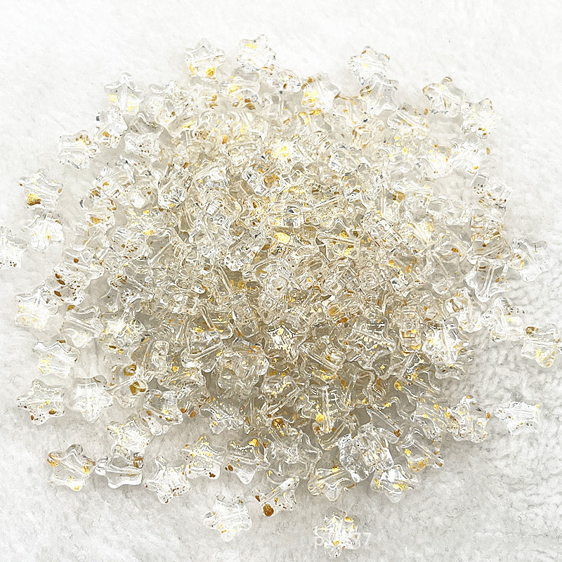 8mm Gold Pentagram Glaze Beads