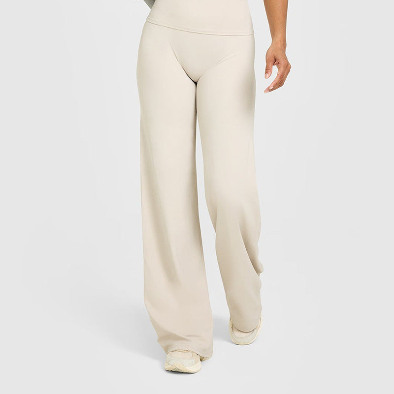 Loose Straight-leg Yoga Pants That Create A Slimming High-waisted Look